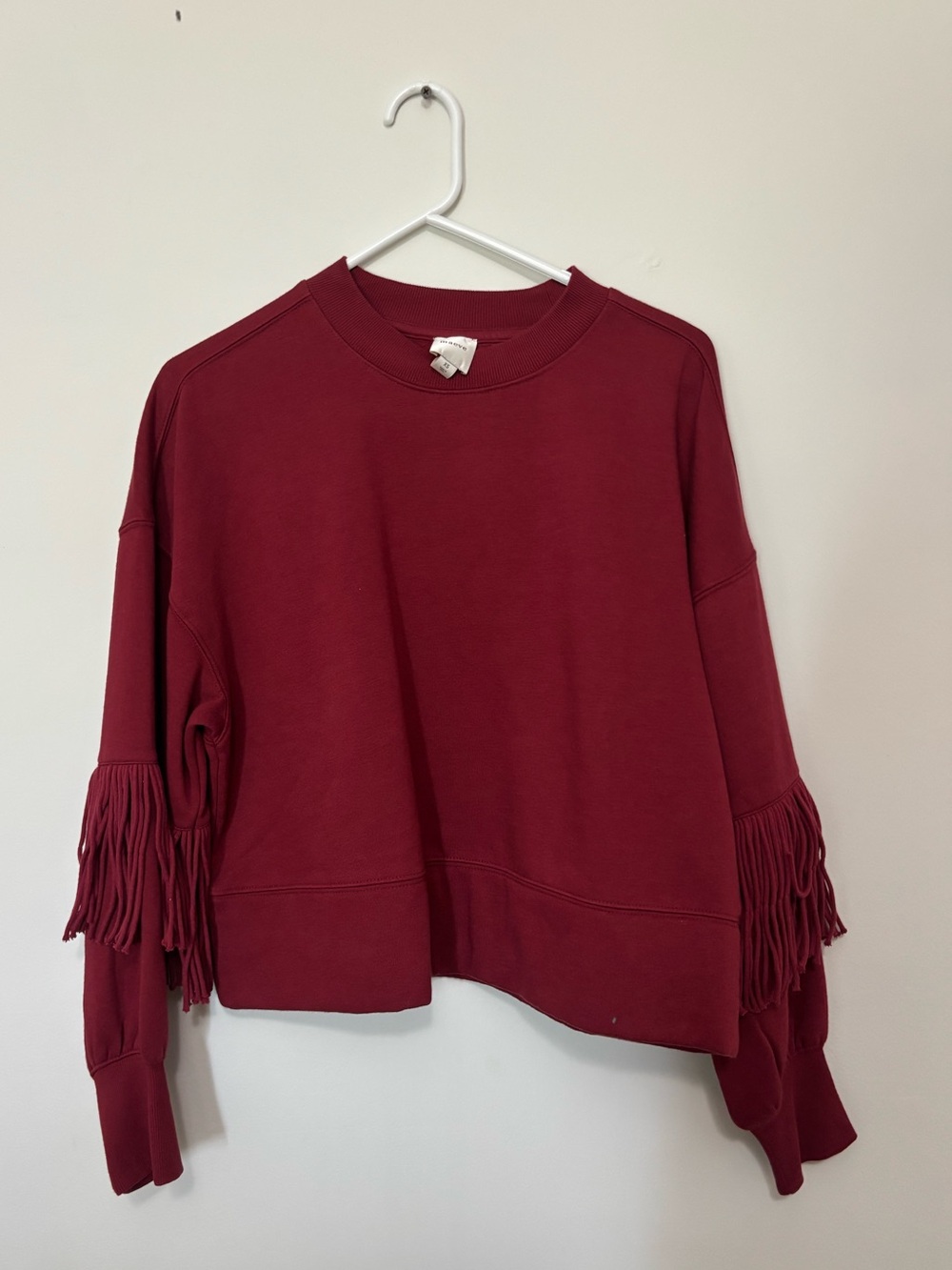 Red fringed crewneck